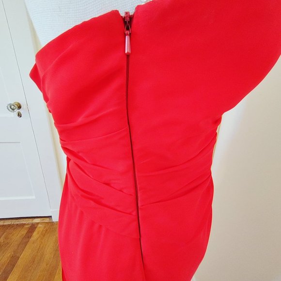 Stunning Cherry RED chiffon strapless evening Gown size 10. Beautiful Dress 👗. - Picture 7 of 17